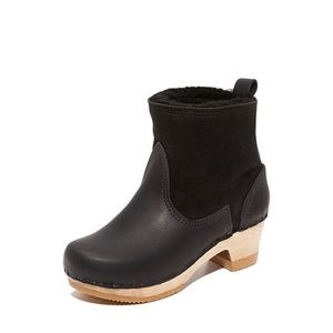 No. 6 Pull On Shearling Clog Boot Mid Heel (Suede)